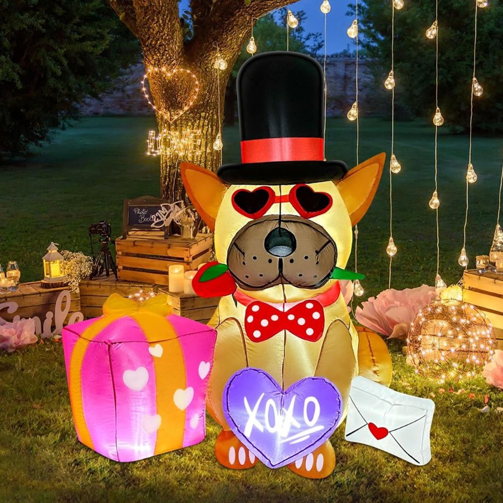 5FT Lovely Puppy Valentines Day Inflatables Outdoor Decorations